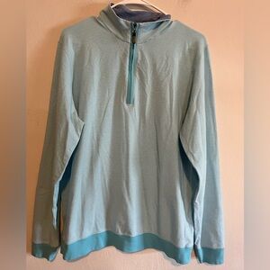 J. MCLAUGHLIN Clermont Sweater Mens Large 1/4-zip Blue White Striped Preppy Golf